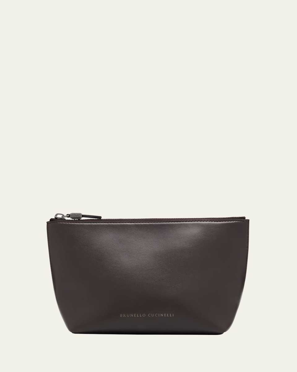 Monili Zip Leather Pouch Bag